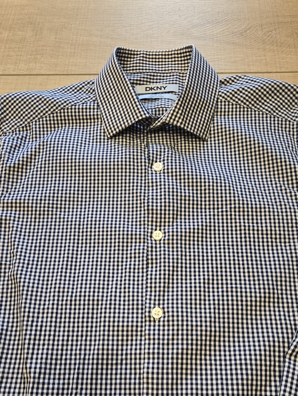 DKNY Men’s Black and White Gingham Dress Shirt